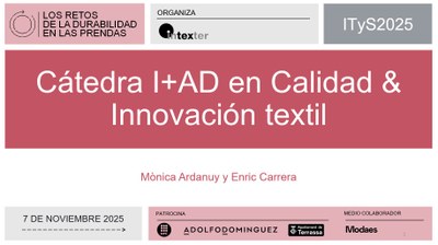 La Càtedra I+AD es presenta en el marc de la VIII Jornada d’Indústria Tèxtil i Sostenibilitat